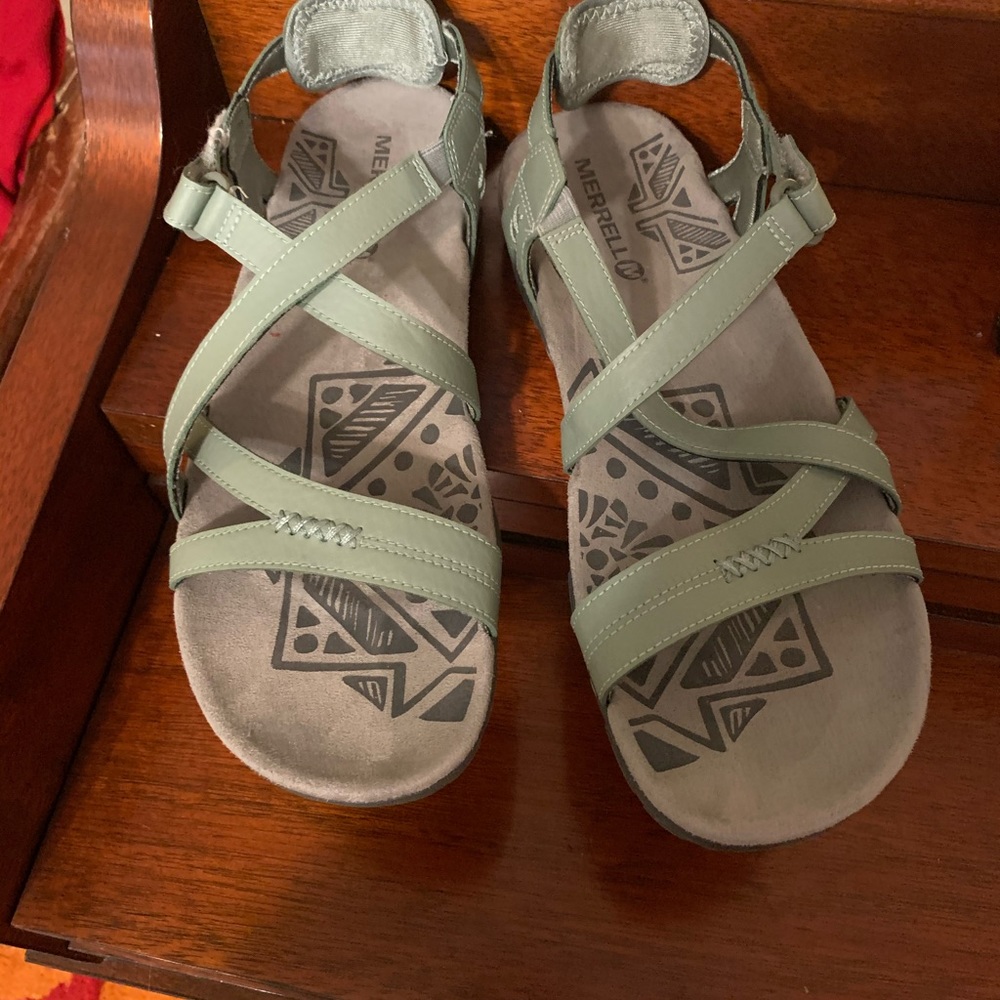 Merrill sage green sandals, they are very comfortable